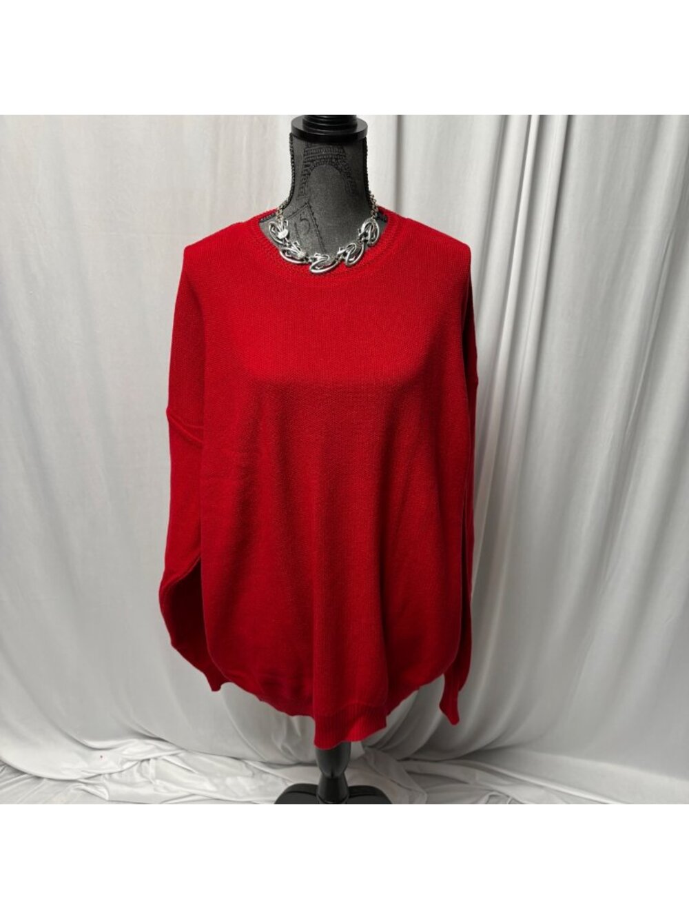 Tosani Cotton Sweater Size XL Red Crew Neck Long Sleeve Mercerized Canada VTG
